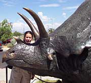 Closeup of Sandra with ceratops