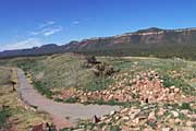 Ruins at Pecos with mountain background