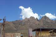 Organ Mountains and ranch buildings